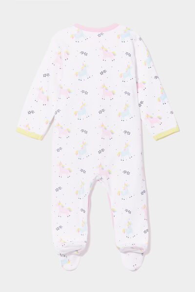 Pyjama manches longues boutonné devant ivoire bébé