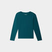 T-shirt coton manches longues à fronces vert canard fille