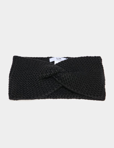 Bandeau tricoté noir femme