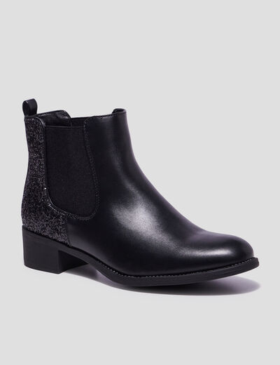 Bottines chelsea à paillettes noir femme