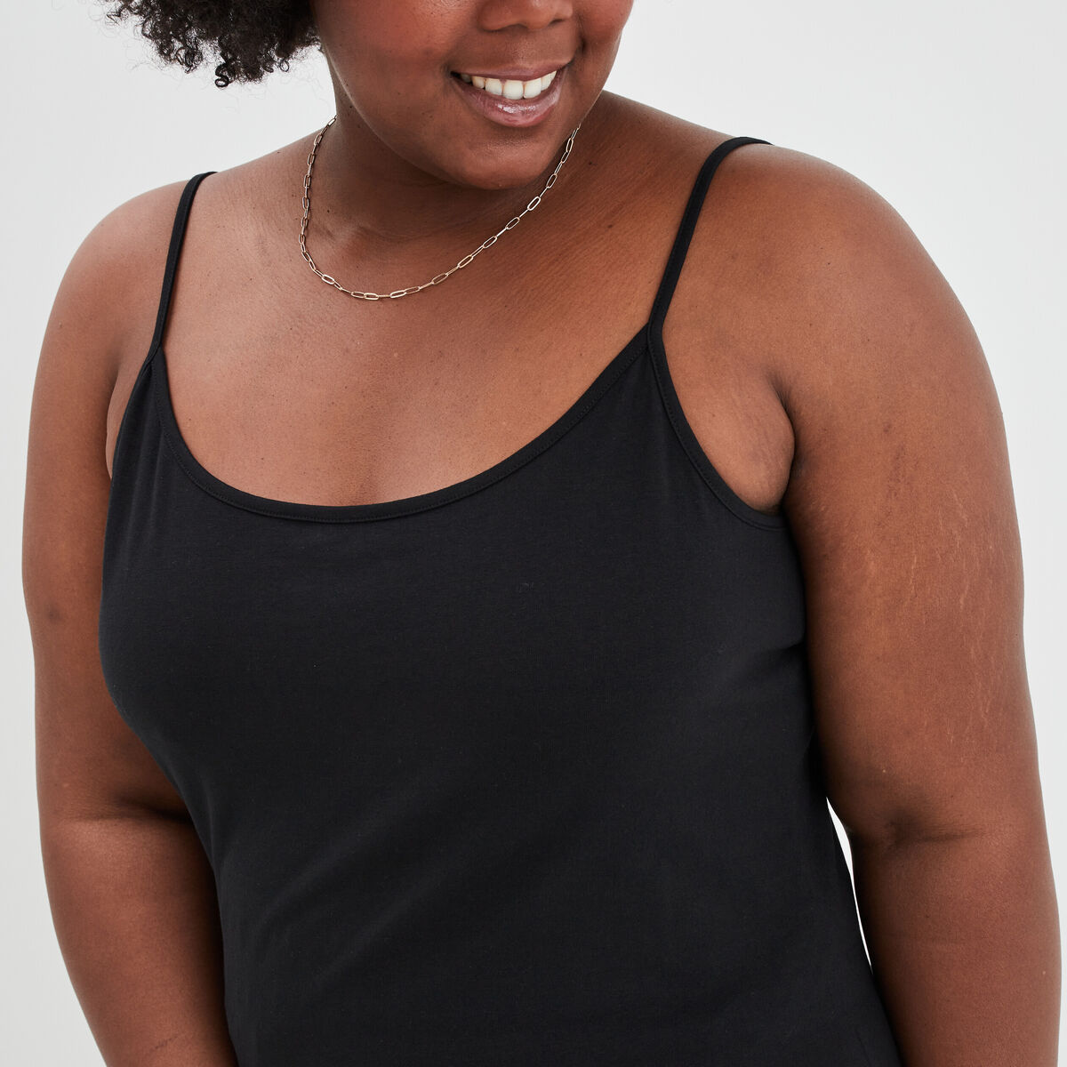 Débardeur col rond bretelles fines noir femme grande taille
