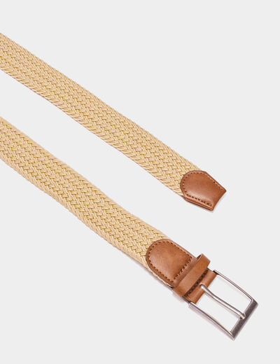 Ceinture tressée sable homme