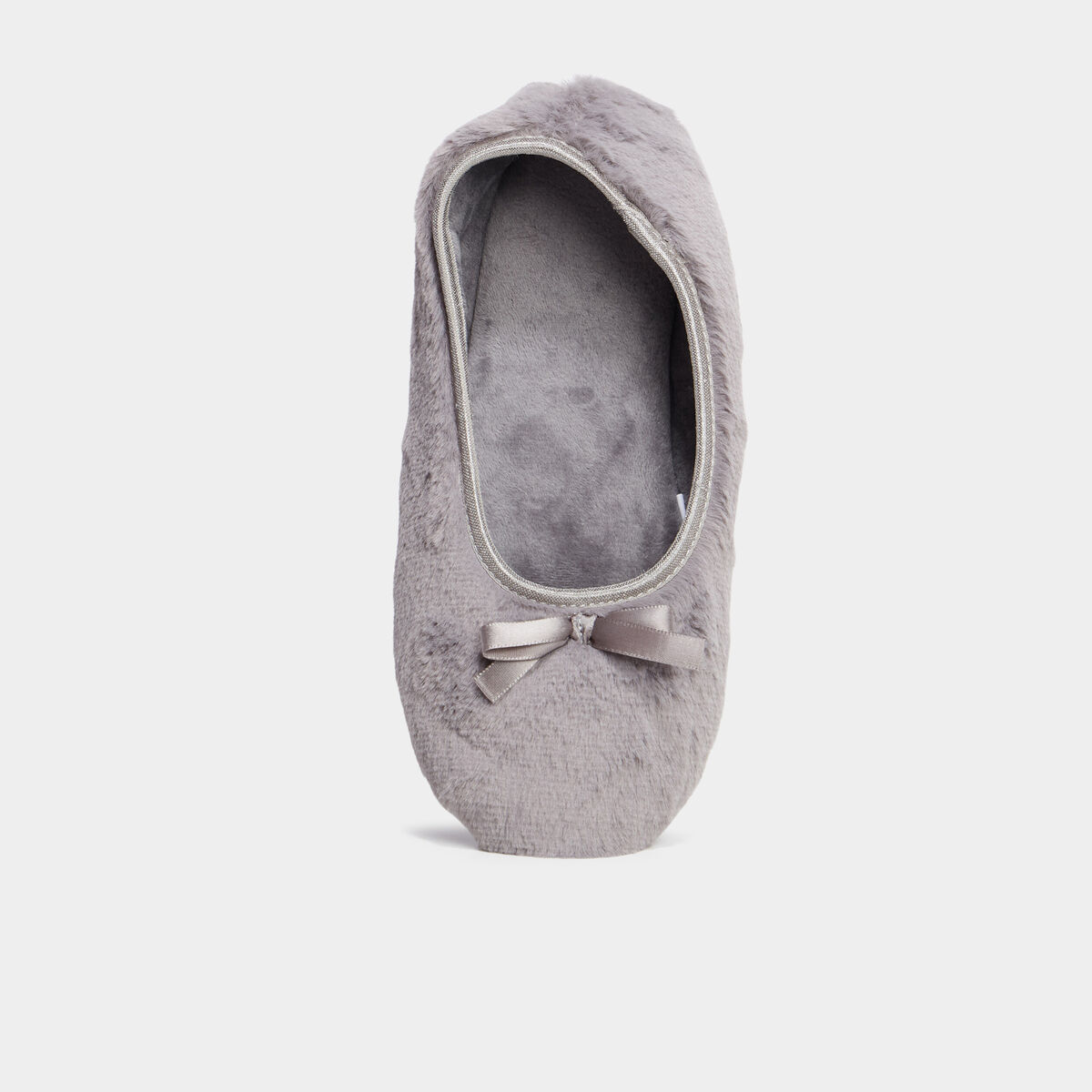 Chaussons ballerines effet polaire gris femme