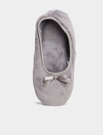 Chaussons ballerines effet polaire gris femme