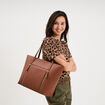 Sac shopper avec poche int&eacute;rieure camel femme