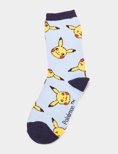 Lot 3 paires chaussettes Pok&eacute;mon Pikachu bleu gar&ccedil;on