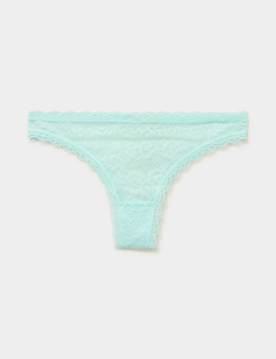 Tanga en dentelle vert turquoise femme