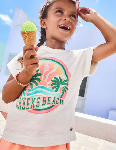 T-shirt manches courtes coton blanc fille