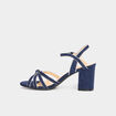 Sandales &agrave; talons effet su&eacute;dine bleu marine femme