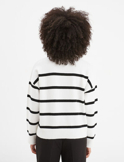 Pull col montant manches longues ecru femme