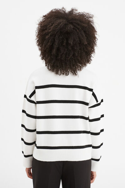 Pull col montant manches longues ecru femme