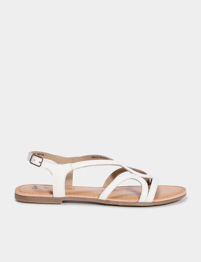 Sandales plates en cuir blanc femme