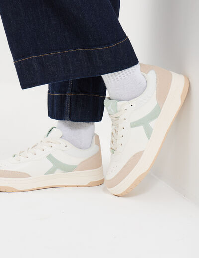 Baskets &agrave; lacets vert femme