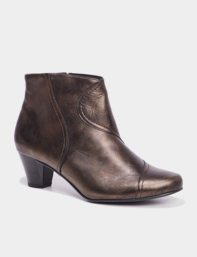 Bottines confort bout pointu en cuir marron femme