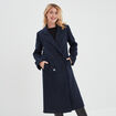 Manteau long boutonnage croisé bleu marine femme