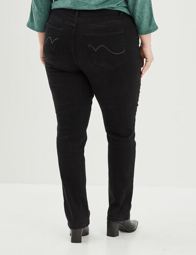 Jeans regular taille haute denim noir femme grande taille