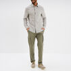 Chemise manches longues coton vert kaki homme