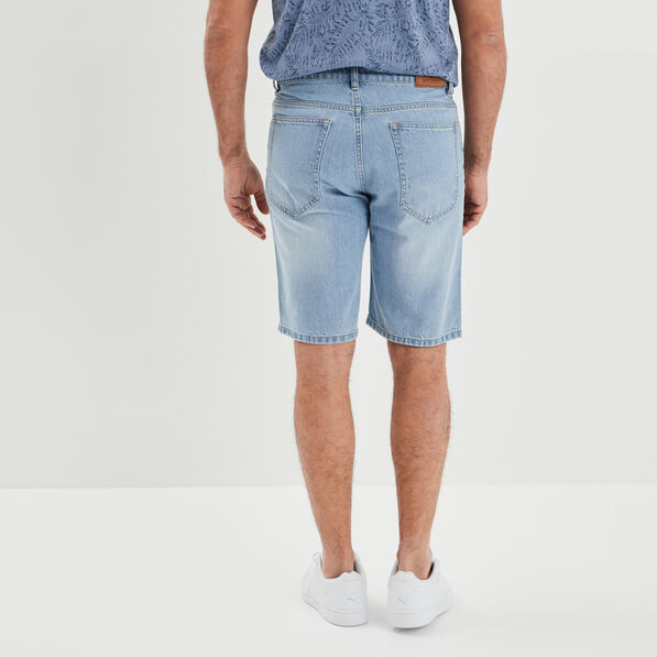 Bermuda droit 5 poches en jean Creeks denim bleach homme