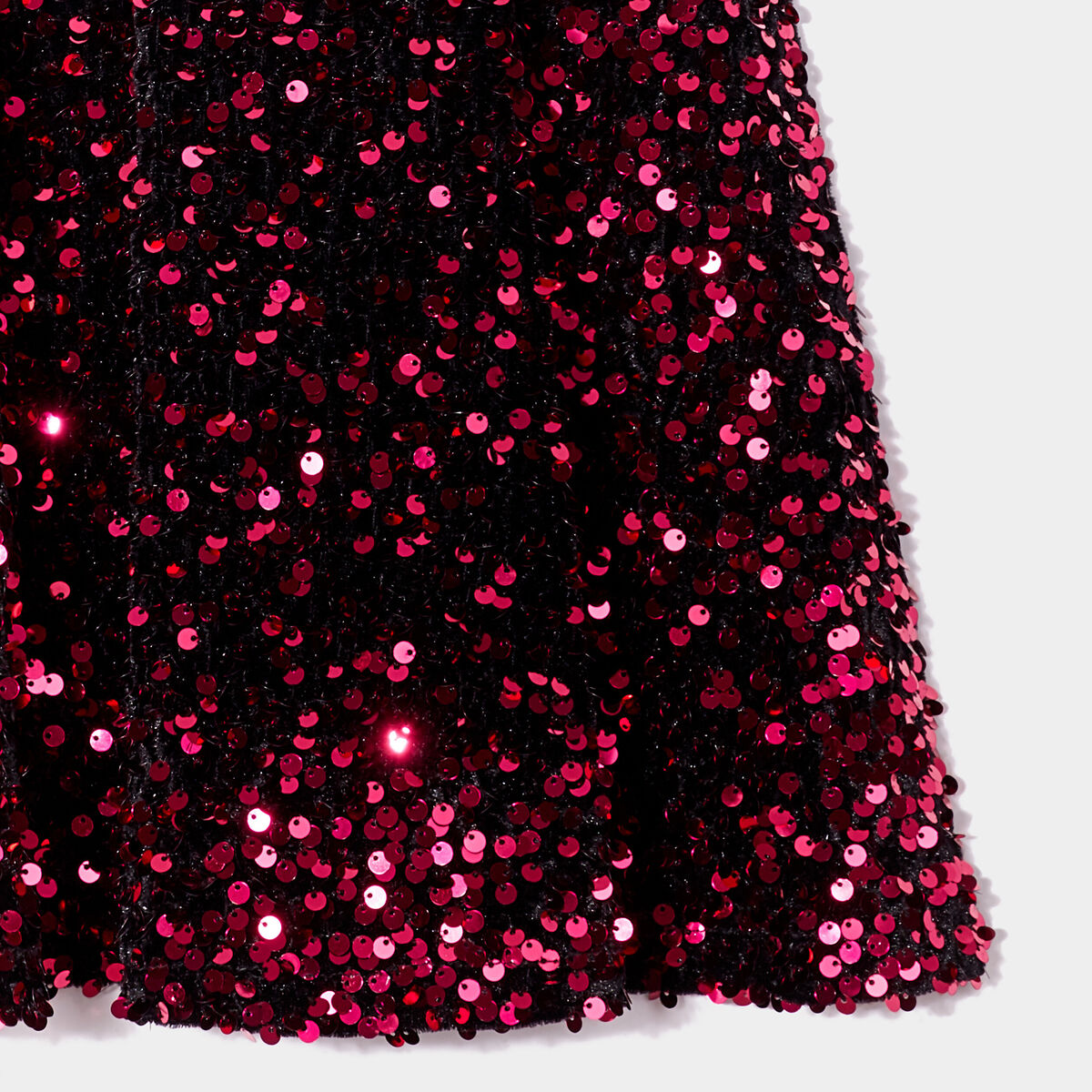 Robe trapèze à sequins manches courtes rose fushia fille