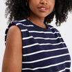 T-shirt avec épaulettes col rond coton ecru femme
