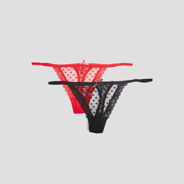 lot 2 strings rouge femme Lot 2 strings rouge femme