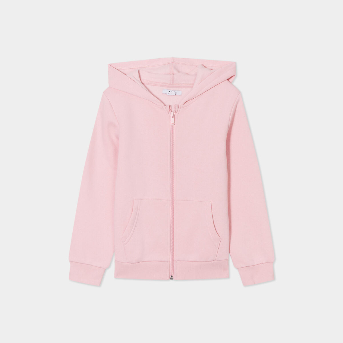 Sweat à capuche zippé rose clair fille