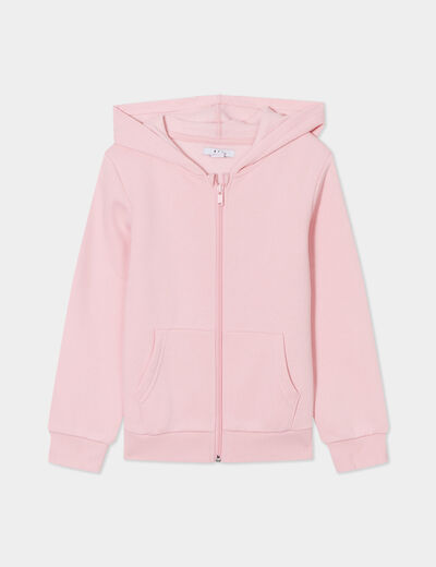 Sweat à capuche zippé rose clair fille