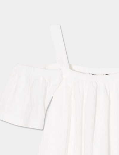 Blouse col bardot bretelles et manches ivoire fille