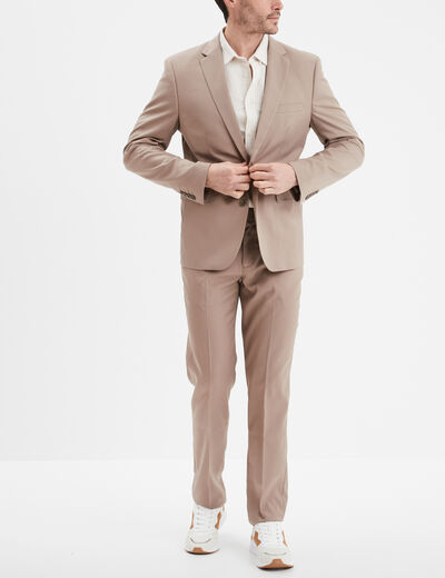 Veste de costume droite ajust&eacute;e taupe homme