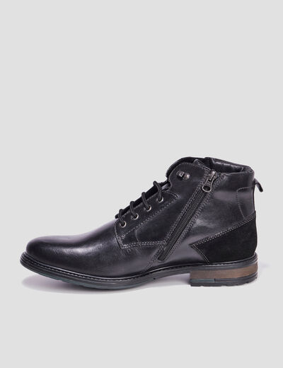 Bottines zipp&eacute;es en cuir noir homme