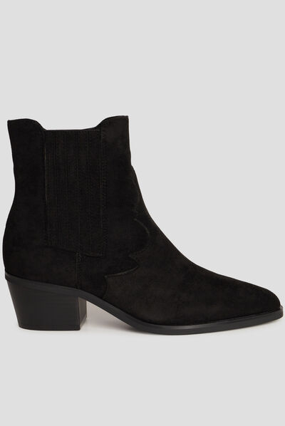 Bottines suédines à talons noir femme