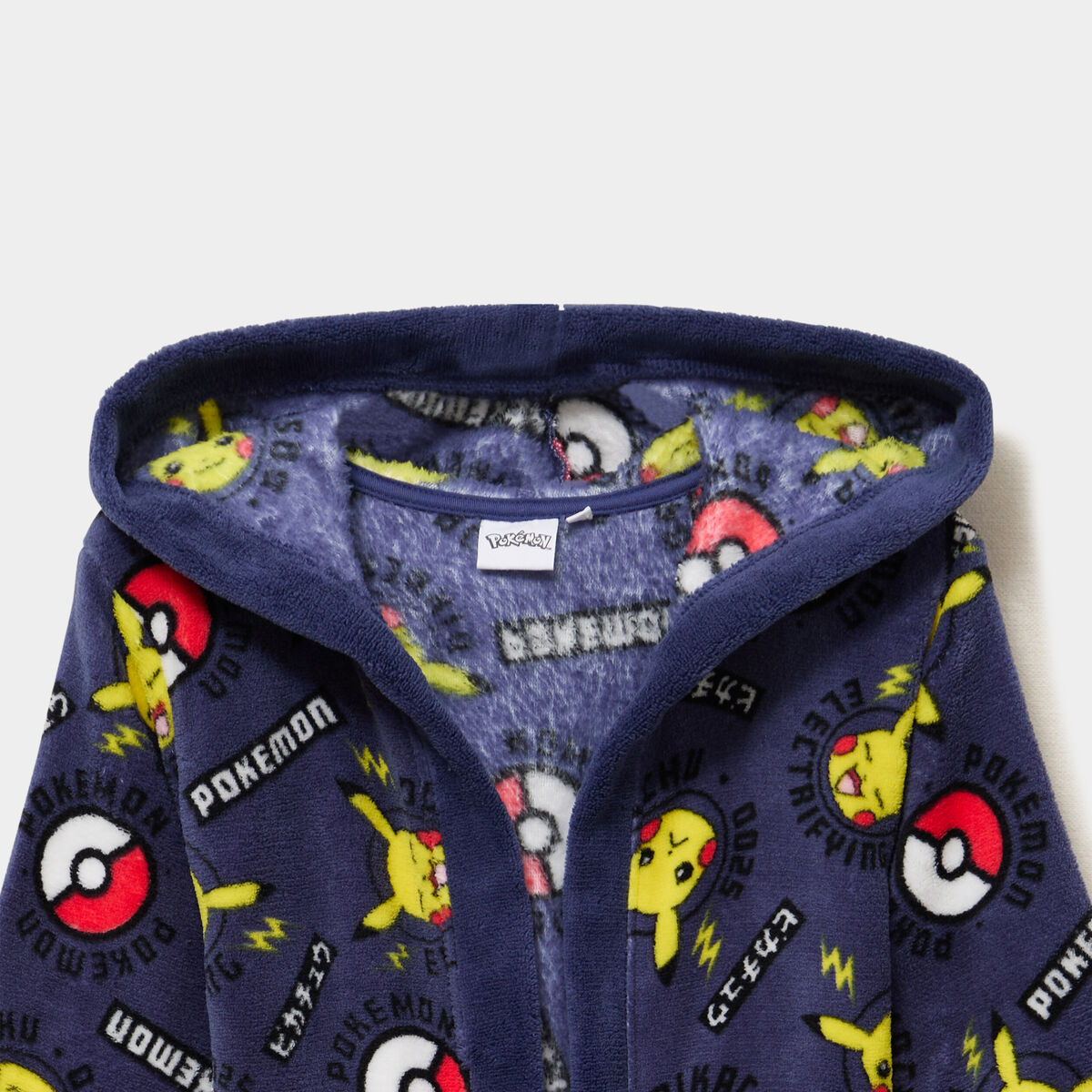 Peignoir effet velours &agrave; capuche bleu fonc&eacute; gar&ccedil;on