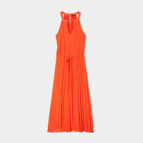 robe longue plissee col bijou mosquitos orange femme Robe longue plissée col bijou Mosquitos orange femme