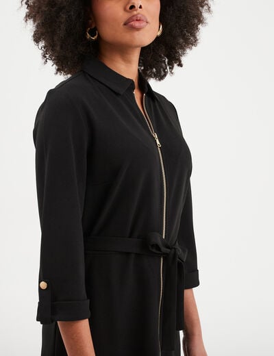 Robe chemise manches 3/4 Mosquitos noir femme