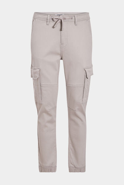 Pantalon cargo à coulisse sable homme