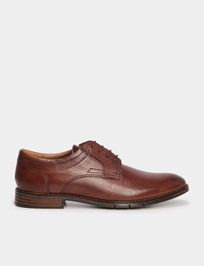 Derbies en cuir avec lacets marron foncé homme