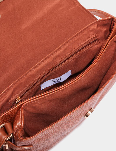 Sac en bandoulière avec rabat marron cognac femme