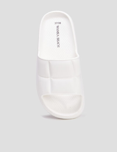 Mules compensées matelassés Wamea Beach blanc femme