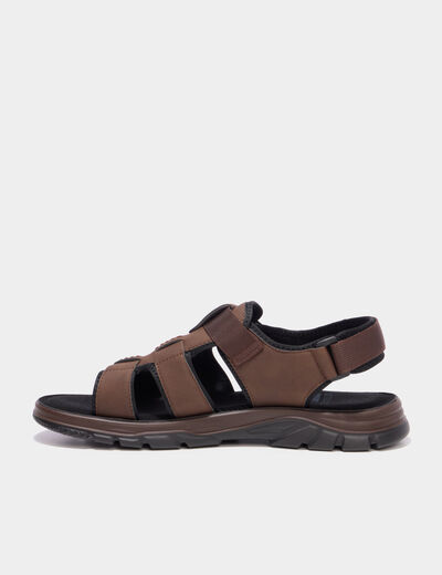 Sandales avec scratchs marron homme