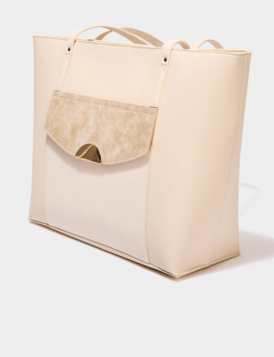 Sac cabas avec rabat sable femme