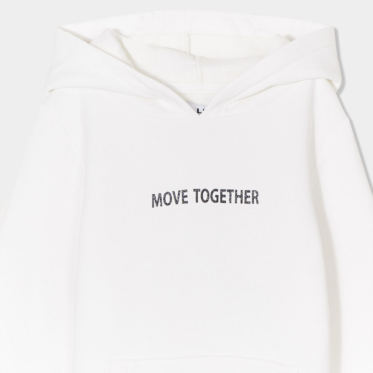 Sweat à capuche hoodie droit ivoire fille