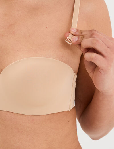 Soutien-gorge bandeau microfibre beige femme