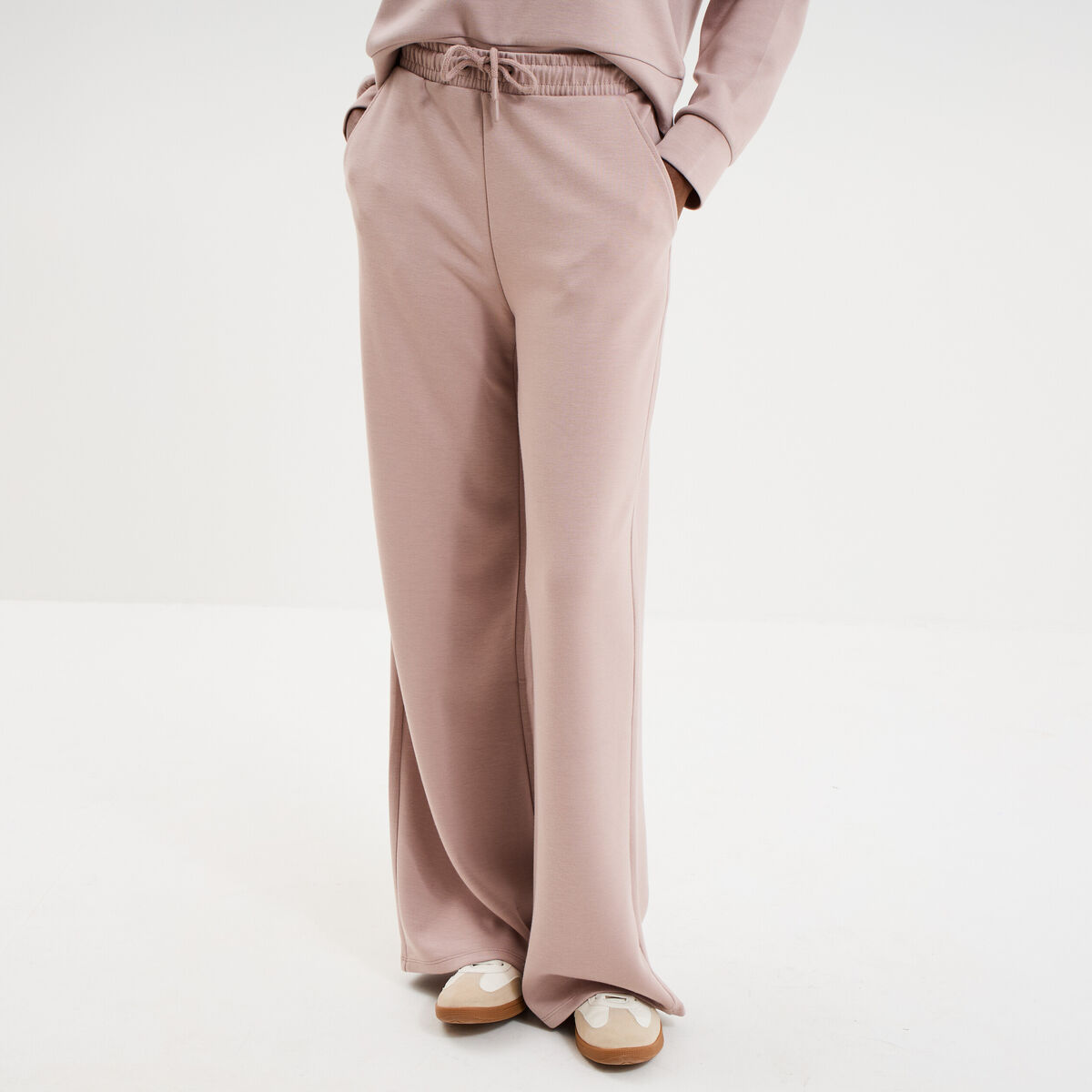 Pantalon de jogging large &eacute;lastiqu&eacute; marron clair femme