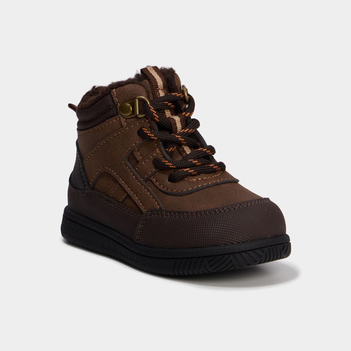 Bottines montantes fourr&eacute;es zipp&eacute;es marron b&eacute;b&eacute; gar&ccedil;on