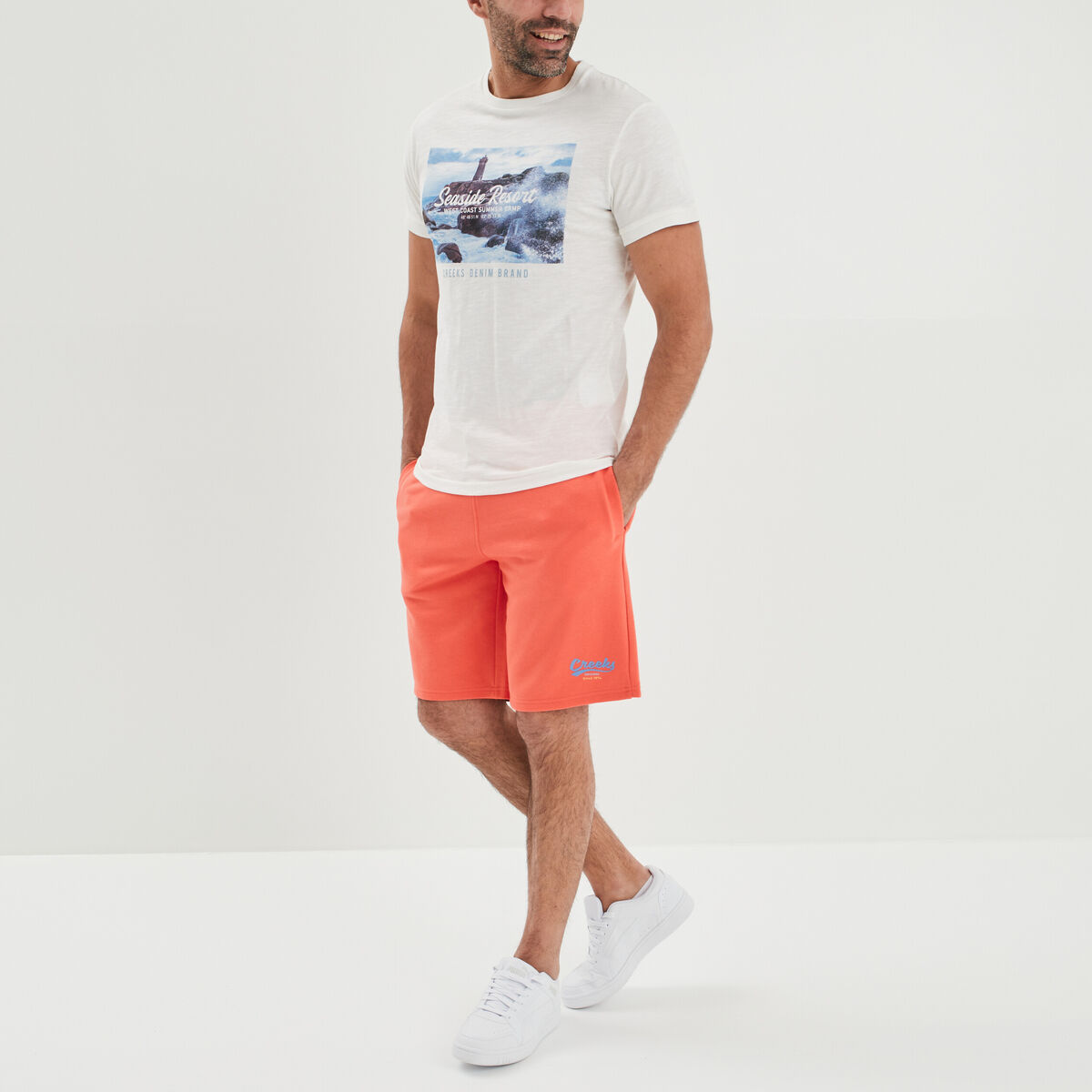 Jogging-Short droit Creeks orange clair homme
