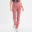 Jeans droit taille haute 7/8ème vieux rose femme