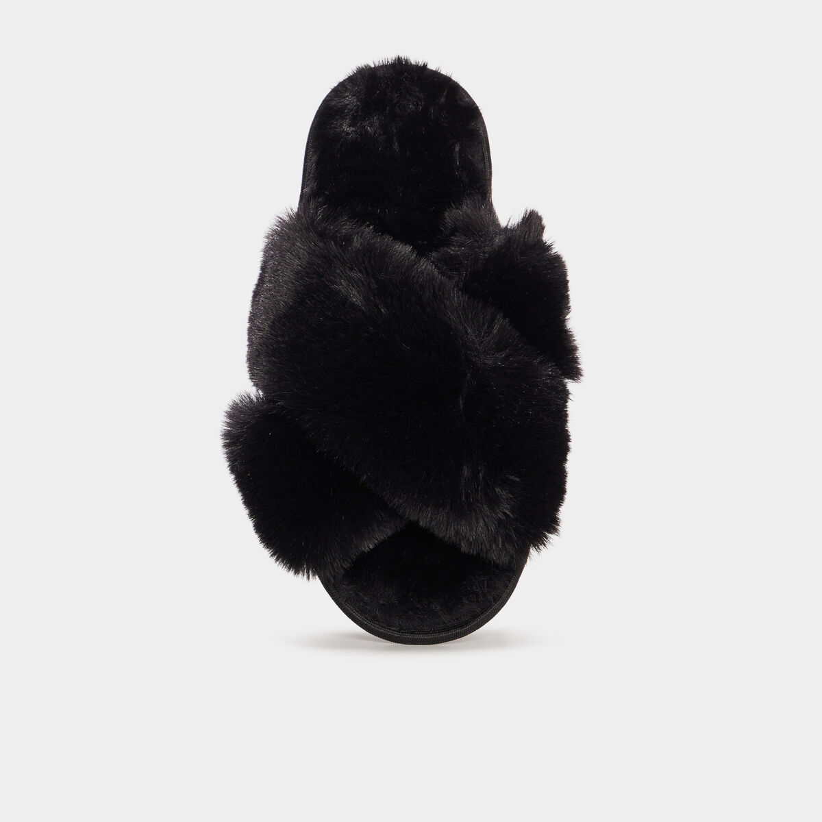 Mules fausse fourrure noir femme