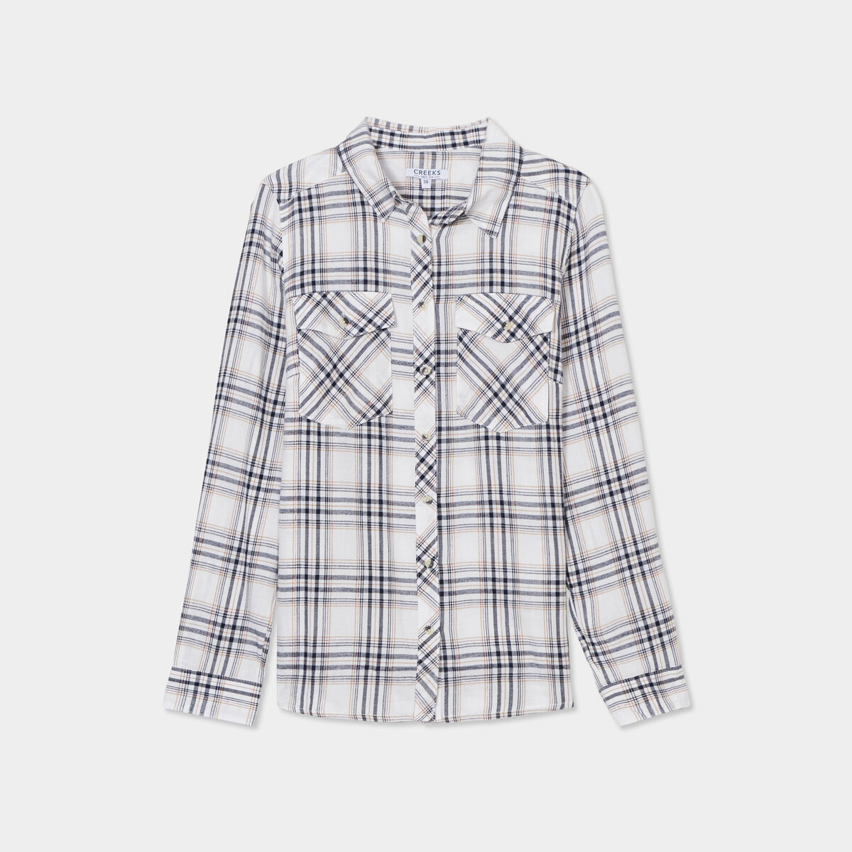 Chemise manches retroussables poches blanc femme
