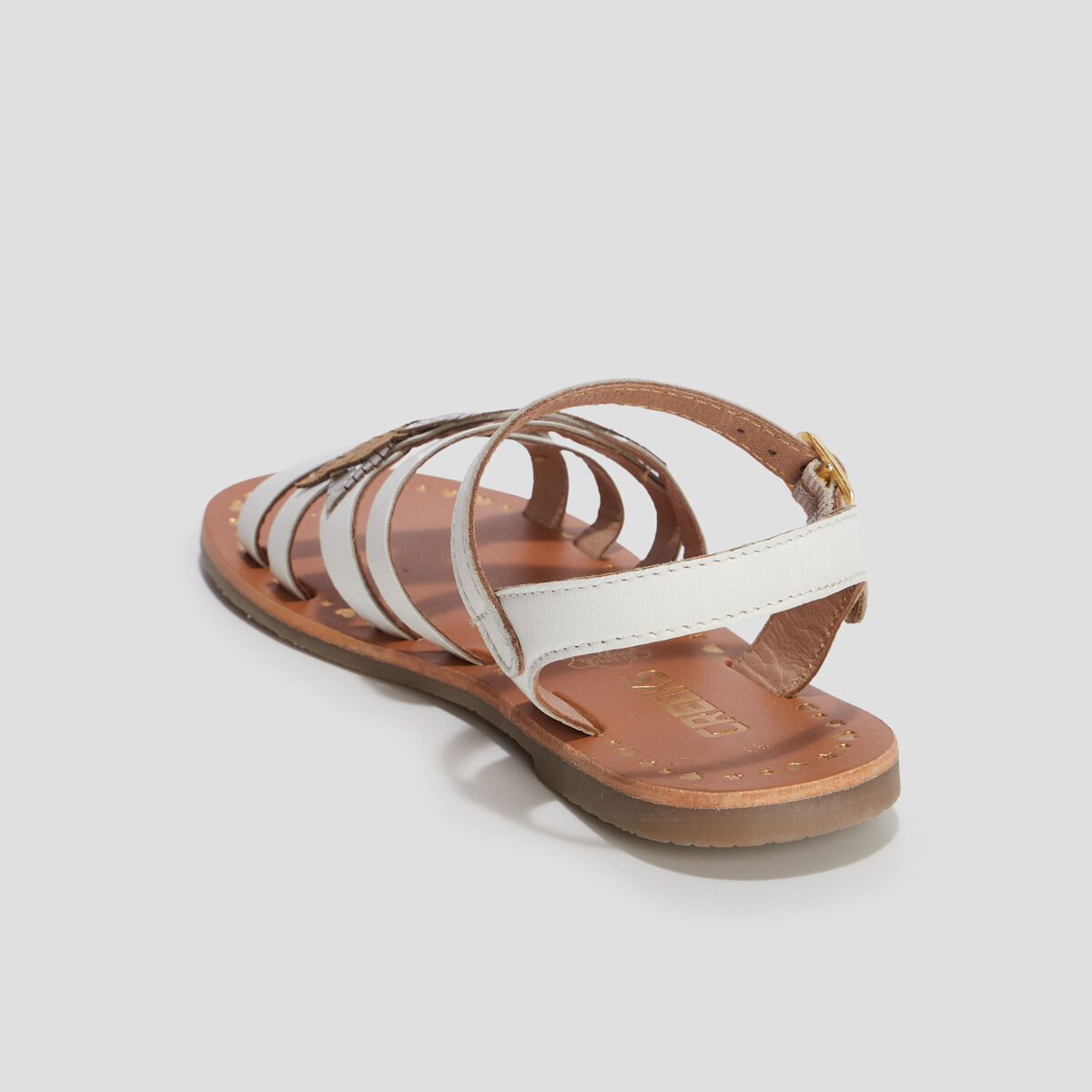 Sandales en cuir avec bride d'attache blanc fille