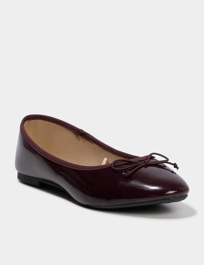 Ballerines vernies avec noeud bordeaux femme